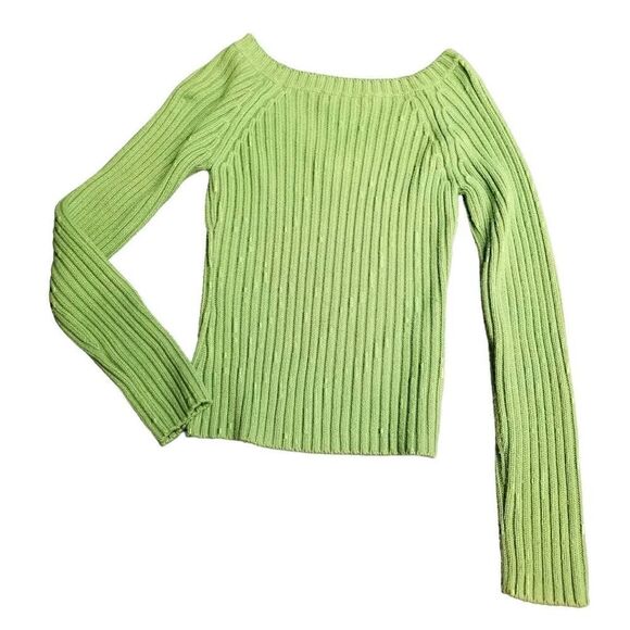 Green 3 Three Name Brand Blouses Button Down & Crewneck Sweater Tops - Picture 8 of 12